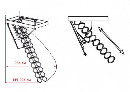 Раздвижная чердачная лестница Ножничная Termo Oman 70х100x290