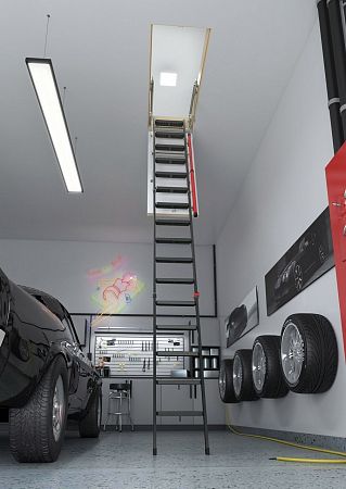 Металлическая чердачная лестница для высоких потолков Fakro LMP 60x144x366